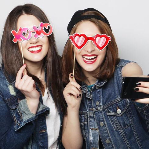 24Pcs Galentine's Day Decorations Photo Booth Props Including Masks, Love, Glasses, Mustache, Snowman for Galentines Valentines Day Party Decortions Supplies Ideas Favors in Saudi Arabia