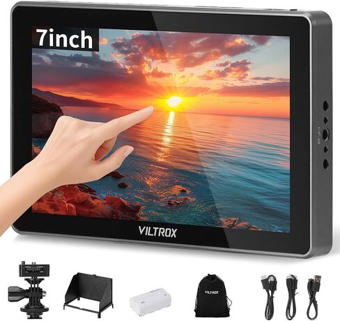 VILTROX Camera Field Monitor Touchscreen Camera Monitor, Full HD 1920x1080 Video Monitoring, 3D Lut, RGB Parade with Sunshade Hood and Battery for Sony Canon Nikon (DC-A1) in Saudi Arabia