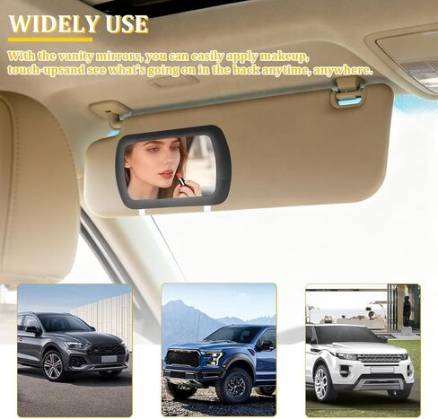 Car Sun Visor Vanity Mirror, Clip-on Vehicle Rear View Sun Shading, Portable Automotive Interior Visor Cosmetic Vanity Mirror for Women Girls, Universal for Truck SUV Sedan in Saudi Arabia