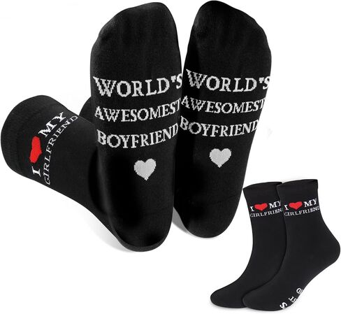 جوارب DPKOW I Love My Girlfriend للرجال، أفضل هدايا عيد الحب لصديقها في العالم، جوارب عيد الحب للرجال مع تصميم قلب، هدية رومانسية لذكرى عيد ميلاد صديقها in Kuwait