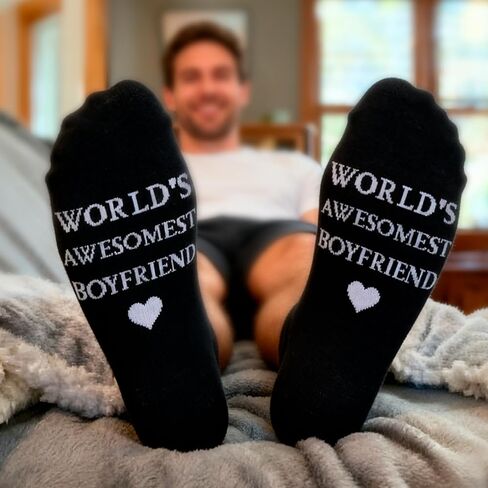 جوارب DPKOW I Love My Girlfriend للرجال، أفضل هدايا عيد الحب لصديقها في العالم، جوارب عيد الحب للرجال مع تصميم قلب، هدية رومانسية لذكرى عيد ميلاد صديقها in Kuwait