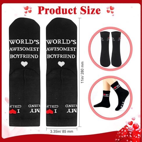جوارب DPKOW I Love My Girlfriend للرجال، أفضل هدايا عيد الحب لصديقها في العالم، جوارب عيد الحب للرجال مع تصميم قلب، هدية رومانسية لذكرى عيد ميلاد صديقها in Kuwait