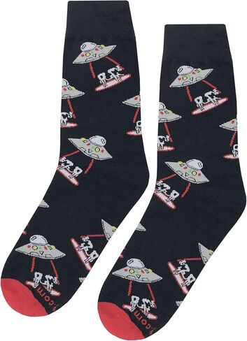 UFO Abduction Dress Socks Funny Novelty Crazy Fun Design Men Size 8-12 Cotton Casual Crew Colorful Funky Fancy Socks Gift for Men in Saudi Arabia