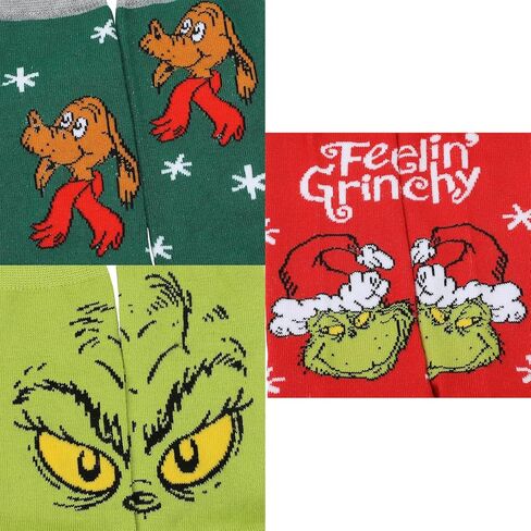 Bioworld The Grinch Mixed Character Art 5-Pack Casual Crew Socks in Saudi Arabia