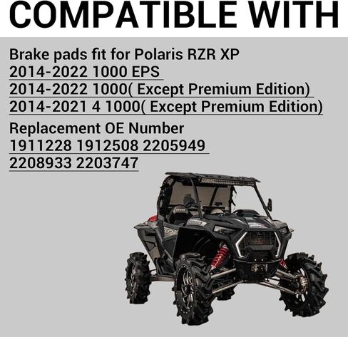 وسادات الفرامل لـ Polaris RZR XP 1000 EPS 2014-2022، RZR 1000 XP 4 2014 2015 2016 2017 2018 2019 2020 2021 باستثناء الإصدار المميز، 4 مجموعات من وسادات الفرامل النحاسية الملبدة الأمامية والخلفية in Saudi Arabia