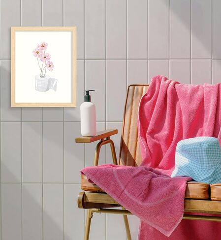 Bathroom Pictures Wall Decor Aesthetic, Pink Floral Bathroom Wall Art Framed Pictures 8x10 Inch in Saudi Arabia