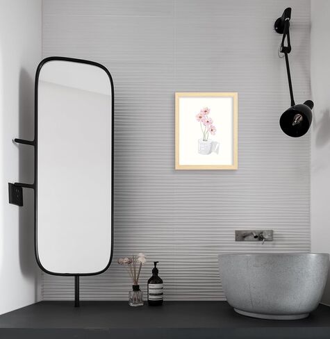 Bathroom Pictures Wall Decor Aesthetic, Pink Floral Bathroom Wall Art Framed Pictures 8x10 Inch in Saudi Arabia