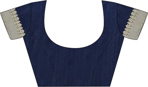 Textile Women's Kanjivaram Banarasi Jacquard Silk Saree With Blouse Piece (Q Navy Blue, Silk) in Kuwait