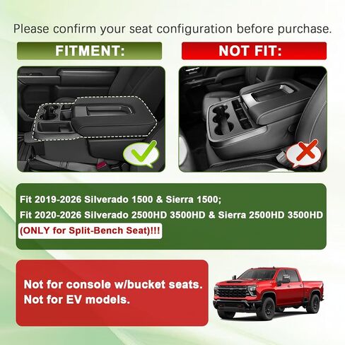 Center Console Hanging Organizer Box Compatible with 2019-2026 Chevy Silverado/GMC Sierra 1500 and 2020-2026 2500HD 3500HD Accessories Front Hanging Tray (Fit Split-Bench Folding Seat Only) in Saudi Arabia
