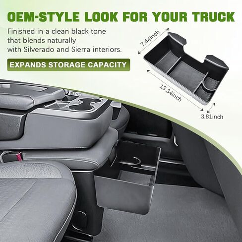 Center Console Hanging Organizer Box Compatible with 2019-2026 Chevy Silverado/GMC Sierra 1500 and 2020-2026 2500HD 3500HD Accessories Front Hanging Tray (Fit Split-Bench Folding Seat Only) in Saudi Arabia