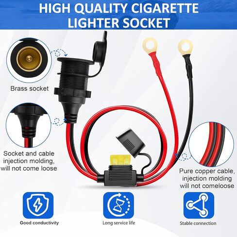 مقبس ولاعة السجائر، مقبس ولاعة السجائر 12 فولت مقاوم للماء، 14AWG/3.3FT in Kuwait
