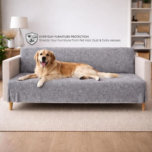 Non-Slip Sofa Cover 63" x 79" - Washable Wrinkle Free Couch Cover with Foam Backing - Soft, Durable Sofa Covers for 3 Cushion Couch - Sofa Slipcover for Pets (Grey) in Saudi Arabia