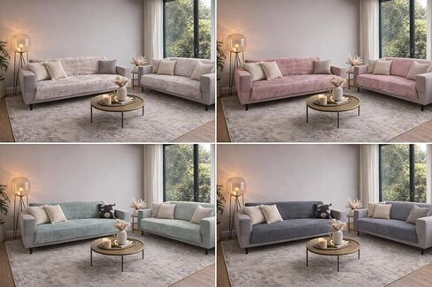 Non-Slip Sofa Cover 63" x 79" - Washable Wrinkle Free Couch Cover with Foam Backing - Soft, Durable Sofa Covers for 3 Cushion Couch - Sofa Slipcover for Pets (Grey) in Saudi Arabia