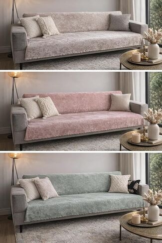 Non-Slip Sofa Cover 63" x 79" - Washable Wrinkle Free Couch Cover with Foam Backing - Soft, Durable Sofa Covers for 3 Cushion Couch - Sofa Slipcover for Pets (Grey) in Saudi Arabia