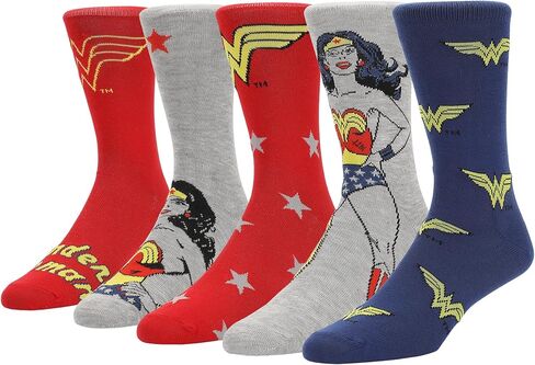 مجموعة جوارب نسائية كاجوال مكونة من 5 أزواج من Bioworld Wonder Woman Logo & Character Art in Saudi Arabia