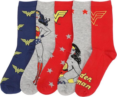 مجموعة جوارب نسائية كاجوال مكونة من 5 أزواج من Bioworld Wonder Woman Logo & Character Art in Saudi Arabia