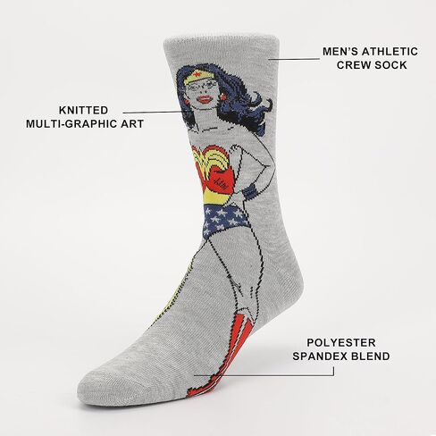 مجموعة جوارب نسائية كاجوال مكونة من 5 أزواج من Bioworld Wonder Woman Logo & Character Art in Saudi Arabia