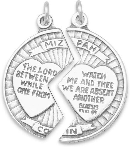 Dakota West Mizpah Coin Two Part to Share with Genesis 31:49 Verse 925 Solid Sterling Silver Charm Pendant Bracelet Crafting in Saudi Arabia