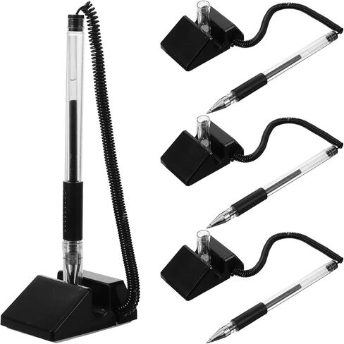 Office Signature Pens 0.5mm Black Gel Ink with Desk Stand 4pcs Vertical Desktop Counter Pens for Business and Hotel Signing in Kuwait