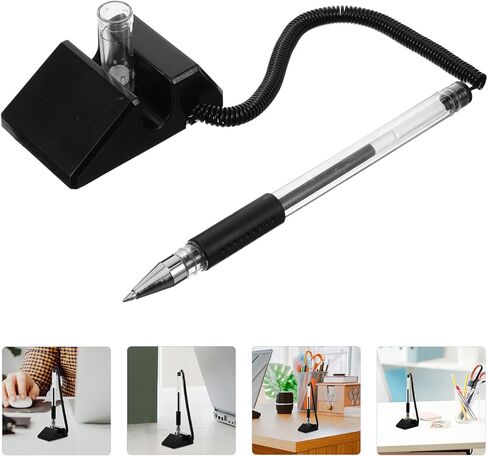 Office Signature Pens 0.5mm Black Gel Ink with Desk Stand 4pcs Vertical Desktop Counter Pens for Business and Hotel Signing in Kuwait