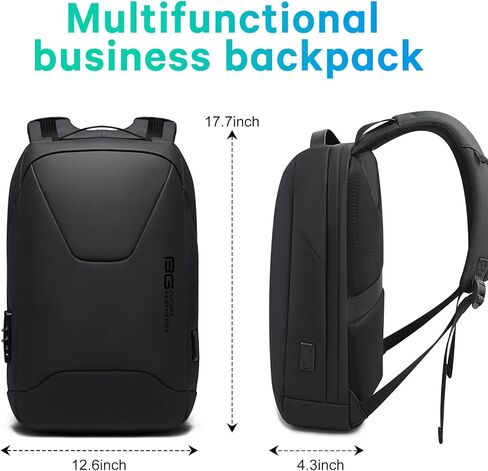 BANGE Anti-Theft Business Laptop Backpack, 15.6 Inch Lock Travel Backpack, Water-resistant Zippers with USB Charging Port, 16L Computer Bag for Men & Women in Kuwait