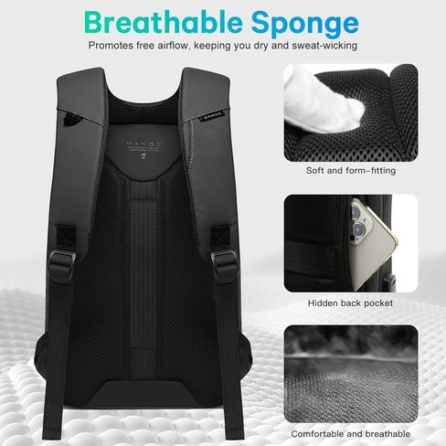 BANGE Anti-Theft Business Laptop Backpack, 15.6 Inch Lock Travel Backpack, Water-resistant Zippers with USB Charging Port, 16L Computer Bag for Men & Women in Kuwait