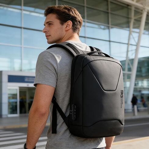 BANGE Anti-Theft Business Laptop Backpack, 15.6 Inch Lock Travel Backpack, Water-resistant Zippers with USB Charging Port, 16L Computer Bag for Men & Women in Kuwait