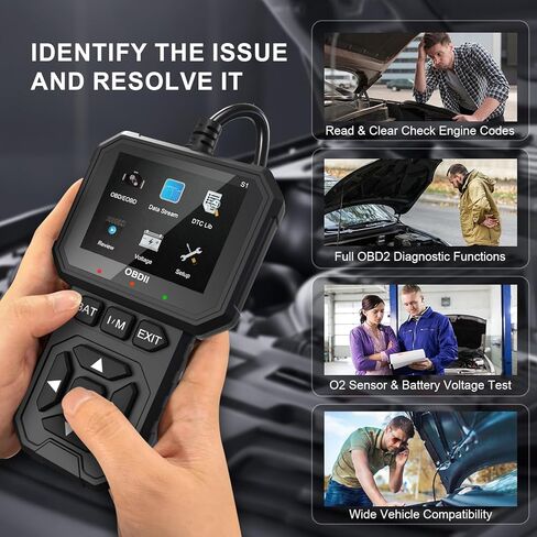 OBD2 Scanner Car Diagnostic Tool with 2.8" Color Display, Read & Clear Check Engine Codes, Live Data, I/M Readiness, O2 Sensor Test, Battery Voltage Check for Most 12V OBDII Vehicles in Saudi Arabia