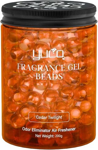 Fragrance Gel Beads Superior Aroma Air Freshener, Eliminates Odors in Cars, Offices, Pet Areas, Cabinets, Plant Based, 200g, Pack of 1, Cedar Twilight Scent in Kuwait