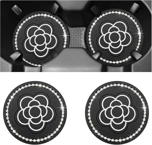2 PCS Cow Print Car Cup Holder, 2.76 Inch Waterproof Anti Slip Insert Holder for Cup Holder, Universal Rhinestone Cute Drink Mat Interior Decor for Women, Car Accessories (Cow Print) in Saudi Arabia