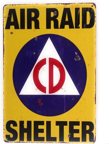 Air Raid Shelter Metal Tin Sign, Shelter Sign, Fallout Shelter Sign, Caution Signs, Warning Signs, Fallout Home Decor, 8-inch by 12-inch Sign | TSC379 | in Saudi Arabia