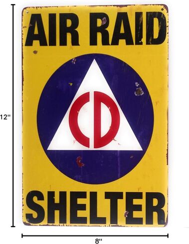 Air Raid Shelter Metal Tin Sign, Shelter Sign, Fallout Shelter Sign, Caution Signs, Warning Signs, Fallout Home Decor, 8-inch by 12-inch Sign | TSC379 | in Saudi Arabia