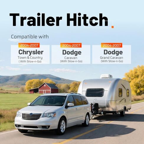 Class 3 Trailer Tow Hitch, 2 Inch Receiver Compatible with 2004-2007 Dodge Caravan Grand Caravan Chrysler Town & Country (with Stow-n-Go) in Saudi Arabia