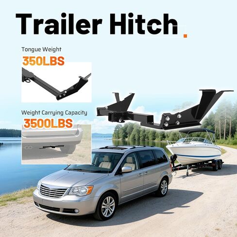 Class 3 Trailer Tow Hitch, 2 Inch Receiver Compatible with 2004-2007 Dodge Caravan Grand Caravan Chrysler Town & Country (with Stow-n-Go) in Saudi Arabia