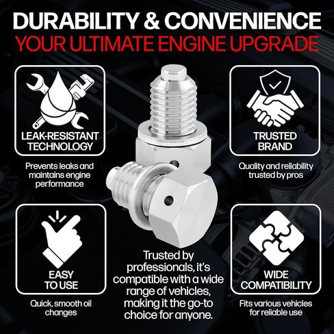 Votex - Magnetic Oil Drain Plug fits Kawasaki KRF1000 Teryx KRX 1000 (2020-2025) - Made in USA - Stainless Steel in Saudi Arabia