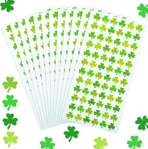 720 Pcs St. Patrick’s Day Sticker Green Shamrock Stickers Self-Adhesive Labels for St Patricks Day Decor Party Favor Supplies 10 Sheet in Saudi Arabia