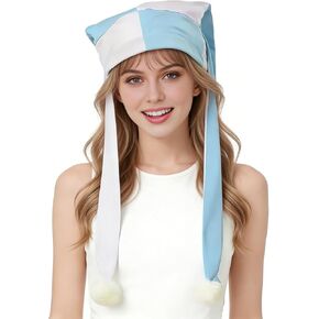 Carnival Jester Hat Long Ear Hat with Pom Pom Clown Halloween Accessory for Masquerade Party in Kuwait
