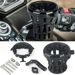 Motorcycle Upgraded Handlebar Drink Cup Holder, 360° Rotating Drink Holder for Harley Davidson Passenger Water Bottle Holder with Mesh Basket for Honda Goldwing GL 1800 (Chrome, 102) in Kuwait