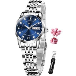 Womens Watches Dress Waterproof Luxury Stainless Steel Analog Quartz Watches Small Wrist Watch Two Tone Fashion Elegant Lady Watch with Day Date in Kuwait