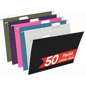 Pink Hanging File Folders,25 Packs Letter Size File Folder,Designed for Bulky Files,Filing Cabinet,1/5 Adjustable Tabs for Office,School,Home in Kuwait