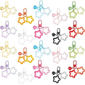 20 PCS Star Keychain, 10 Colors Acrylic Keychain Stars and Bell Charms, Colorful Stars Spray Printed Clasps Pendants Keychains Accessories for Car Keys Bag Pendants Decoration in Saudi Arabia