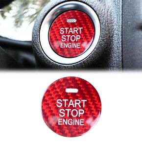 ramuel Compatible with Mazda CX-3 CX-4 CX-5 CX-8 MX-5 Miata Carbon Fiber Car Engine Start Stop Button/Ignition Switch Cover Interior Accessories (Red 1PCS) in Kuwait