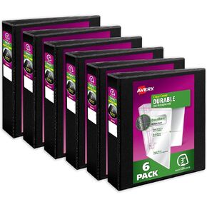 مجلدات عرض متينة من Avery، حلقات مائلة بلمسة واحدة مقاس 3 بوصات، سوداء، تحمل ورقًا مقاس 8-1/2 بوصة × 11 بوصة، سعة 635 ورقة، عمود فقري عريض 3.5 بوصة، رائعة لتنظيم التقارير والمشروعات (6 عبوات من 17041) in Kuwait