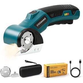 Electric Box Cutter for Cardboard, 4.2V Rechargeable Electric Scissors with LED Light & 2 Rotary Blades, 3000mAh Battery Cardboard Cutter for Carton Carpet Plastic Fabric Leather in Kuwait