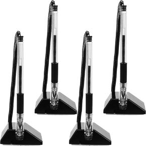4pcs Black 0.5mm Table Fixed Signature Pens Plastic Ballpoint Writing Pen Set with Stand for Office Business Desk Use in Kuwait