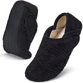 Memory Foam Slippers for Women Rubber Sole Adjustable Soft Warm House Cozy Wide Diabetic Slippers Plantar Fasciitis Shoes Cozy Indoor Outdoor Shoe for Men in Saudi Arabia