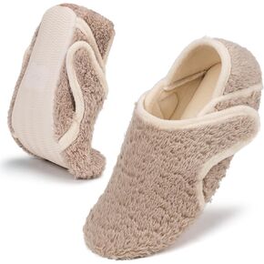 Memory Foam Slippers for Women Rubber Sole Adjustable Soft Warm House Cozy Wide Diabetic Slippers Plantar Fasciitis Shoes Cozy Indoor Outdoor Shoe for Men in Saudi Arabia