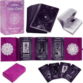 Tarot Cards with Guidebook | with Meanings on Them | Tarot Wrap Pouch with Placements | Purple & Pink Designs | Perfect for Beginners & Experienced Practitioners in Saudi Arabia