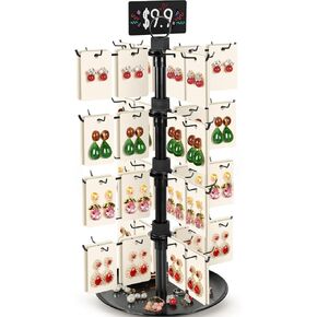 Jewelry Display for Vendors with 80 Hooks, 4 Tier Rotating Display Stand Earring Holder Organizer Adjustable Height, Earring Rack Keychain Necklace Bracelet Display for Retail in Kuwait