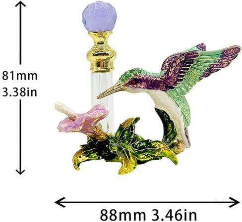 زجاجات عطر عتيقة فارغة من MEHOFOND سعة 4 مل من الطائر الطنان، زجاجة عطر كلاسيكية فاخرة من الزجاج المزخرف بالمينا للفتيات والنساء، زجاجة رائحة زيت عطري قابلة لإعادة الملء (أرجواني، أخضر) in Saudi Arabia